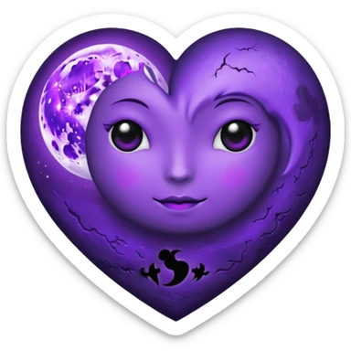 heart with purple gothic moon sticker