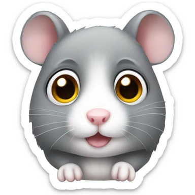 gray hamster with big eyes sticker