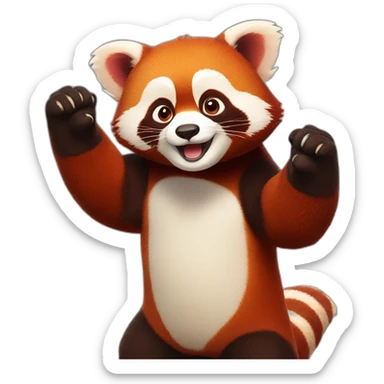 Red panda hands up sticker