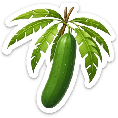 cucumber hangs on a palm tree branch sticker