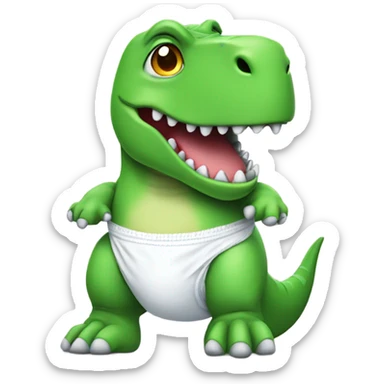 Green t-rex in a puffy diaper   sticker