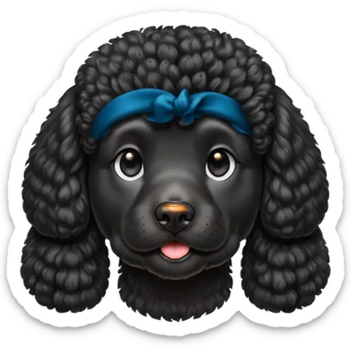 A high-resolution digital illustration of a black poodle in a clean, semi-realistic style. The poodle is shown facing sideways head tilted  sticker
