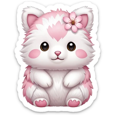 Cute Pastel pink and white Cherry Blossom Sakura Animal sticker