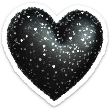 Sparkly black heart sticker