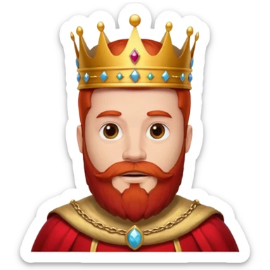 bearded king with crown and red outfit red hair sticker