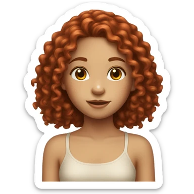 Girl with freckles and deep red long curly hair and light skin sticker
