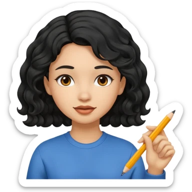 Una chica con el cabello negro ondulado haciendo lengua de señas sticker