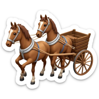 horses pulling a cart, isometric view sticker