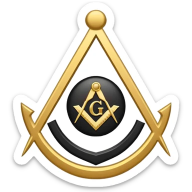 Masonic Square and Compass, minimal black and white, simple Apple emoji style sticker