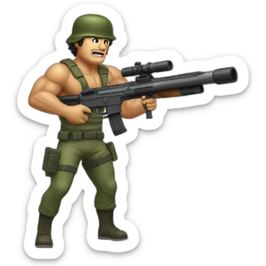 rambo shooting computer with bazooka sticker