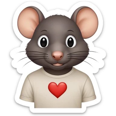 All black rat with "stevie ❤️" on his T shirt sticker