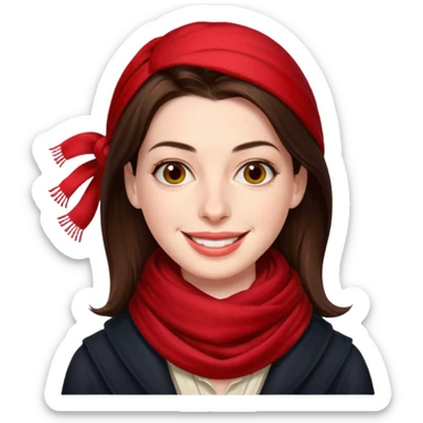 Anne Hathaway with red scarf sticker