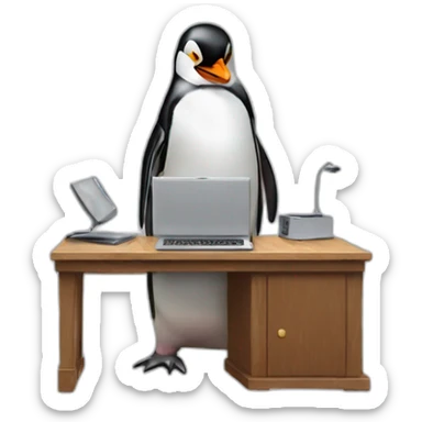 a penguin destroys his computer sticker