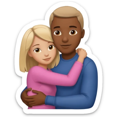 black guy with a girl in a warm hug sticker