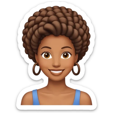 A black woman with tight coiled hair smiling sticker