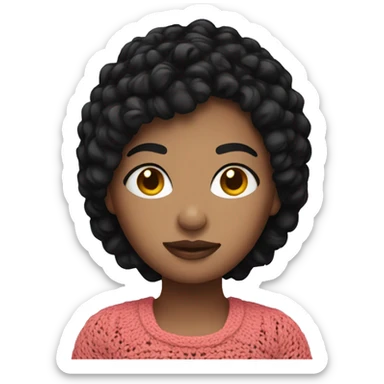 Dark short hair girl with crochet  sticker