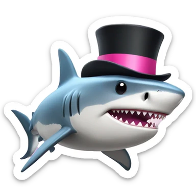 Shark with a pink top hat sticker