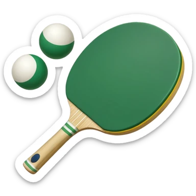 pala de ping pong amarillas y verdes con pelota sticker