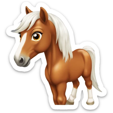 Chestnut horse with white, cheeky playful horse, young horse foal filly horse yearling playful trotting sticker