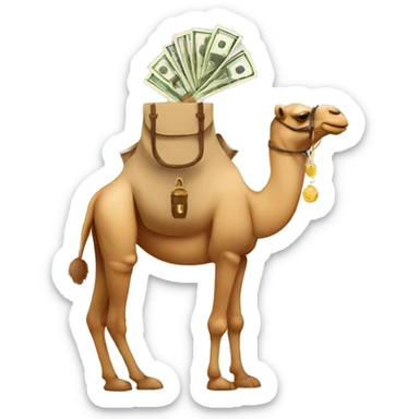 Camel holding a money bag sticker
