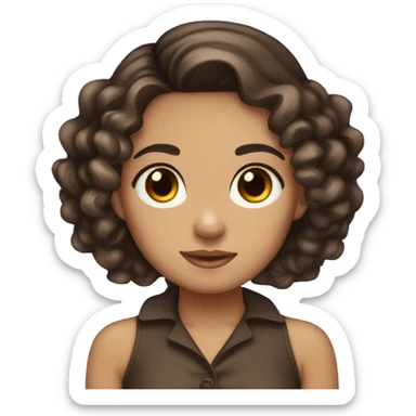 light skin light eyes dark brown hair bow in hair sticker