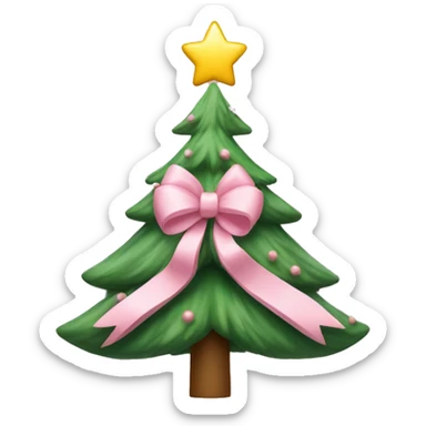 Christmas tree with a light pink bow on top of the tree sticker