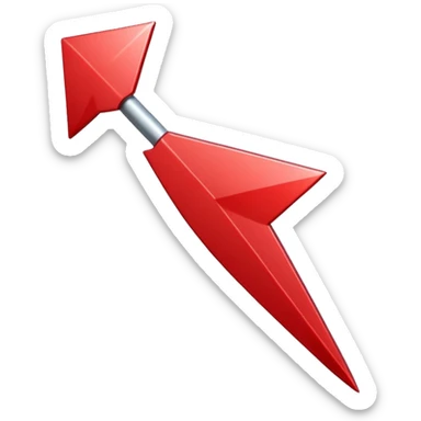 a red arrow ascending diagonally from bottom left to top right, with a shiny finish and subtle shadow for depth sticker