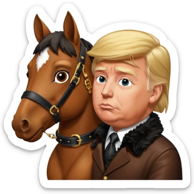 Donald trump kissing a horse named bubba (bubba on its collar) sticker