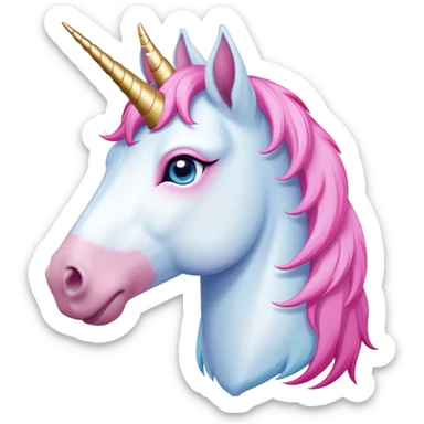 head of an anthropomorphised female unicorn horse, standard pose sticker