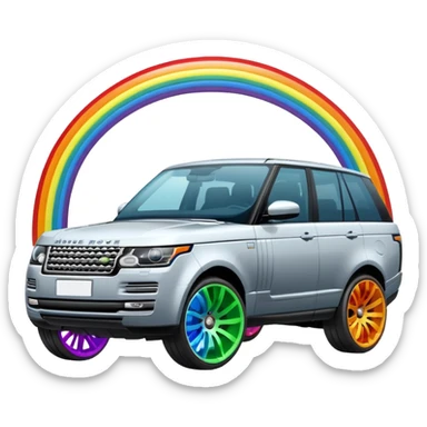 range rover with rainbow wheels sticker