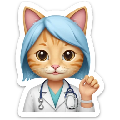 make me a cute little female doctor kitten sticker