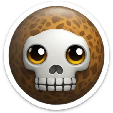 3d sphere with a cartoon Skeleton Horse skin texture with big kind eyes sticker