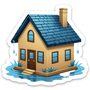 House with flooding around it sticker