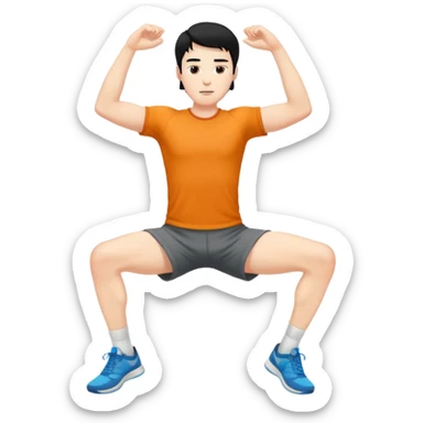 Hombre blanco pelinegro haciendo estiramientos de piernas sticker