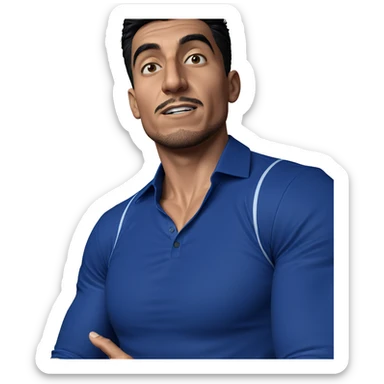 muscular male in blue shirt sticker