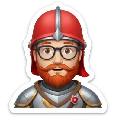 knight's with glasses with  red beard sticker