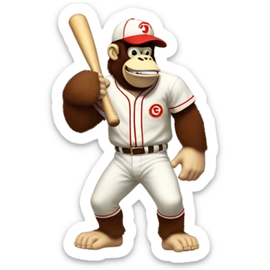 Donkey Kong playing baseball sticker