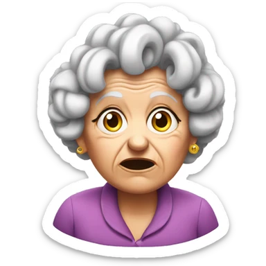 Confused old lady with curlers sticker
