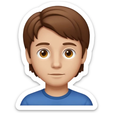 boy with brown hair and a middle part, classic emoji style sticker