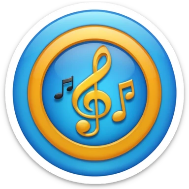 Create an emoji that looks just like the Instagram verified blue tick but with a music symbol in the middle instead of a tick sticker