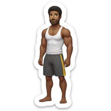 Muscle builder in sweats no shirt sticker