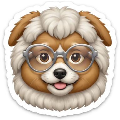 dog wearing grany sticker