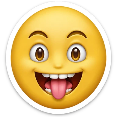 Normal emoji looking left while having the tongue on top teeth. sticker