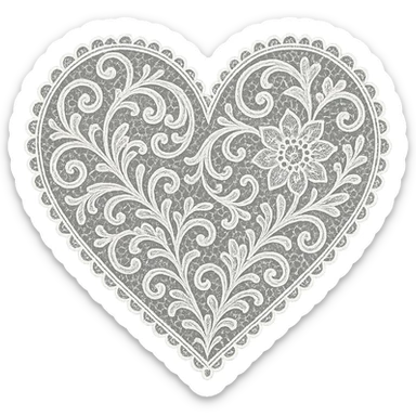 heart with delicate lacework details sticker