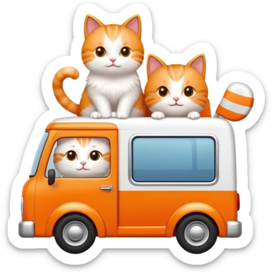 cute cats in a moving truck waving at a distant house sticker