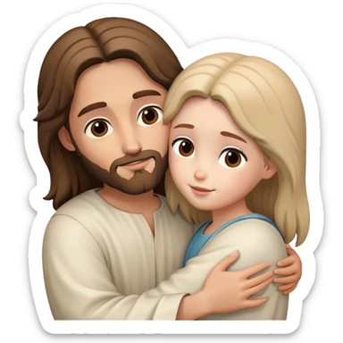 Jesus hugs a girl sticker