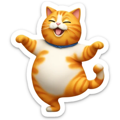 fat orange cat dancing sticker