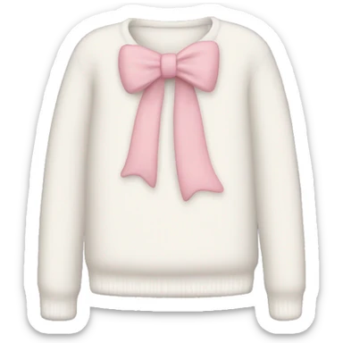 white sweater with soft pink bow sticker