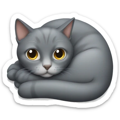 Grey cat curled up sticker