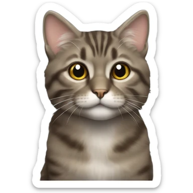 fluffy grey brown patched tabby coated cat sticker